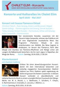 Jahresprogramm Chalet Elim Konzerte und Veranstaltungen 2026–27