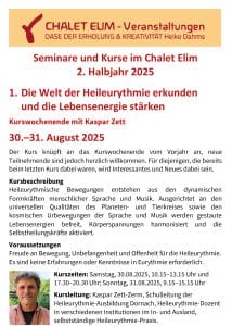 Jahresprogramm Seminare Chalet Elim 2. Halbjahr  2025