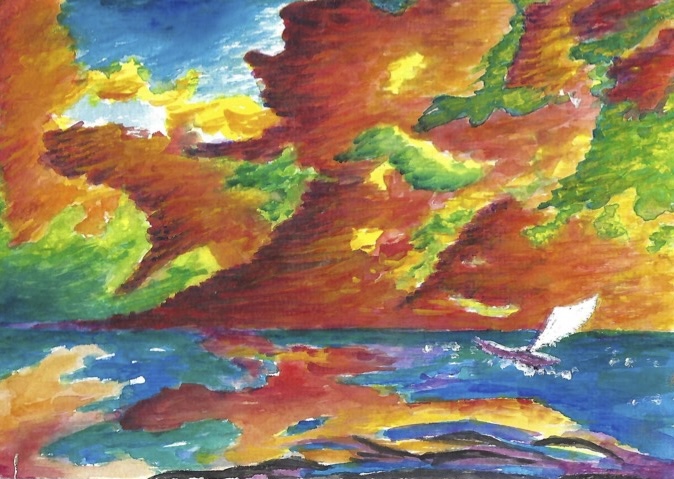 Aquarellbild: Das Schiff des Lebens